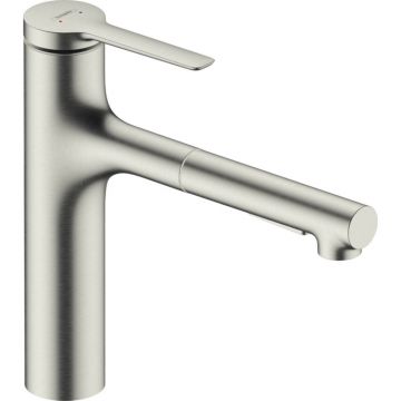 Baterie bucatarie cu dus extractibil crom periat Hansgrohe Zesis M33 160 sBox cu 2 jeturi