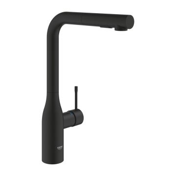 Baterie bucatarie cu dus extractibil Grohe Essence negru mat Phantom Black