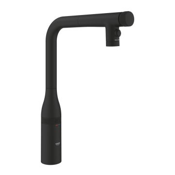 Baterie bucatarie cu dus extractibil Grohe Essence SmartControl 2 tipuri de jet negru mat Phantom Black