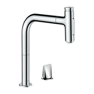 Baterie bucatarie cu dus extractibil Hansgrohe Metris M71 200 sBox cu 2 jeturi 73818000