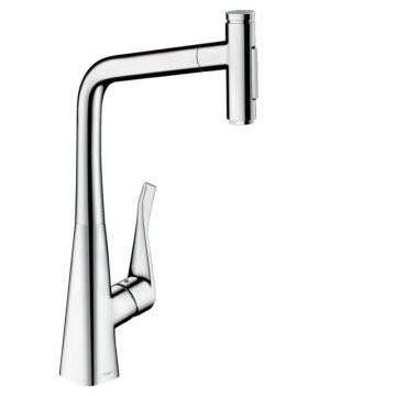 Baterie bucatarie cu dus extractibil Hansgrohe Metris M71 320 cu 2 jeturi 73820000