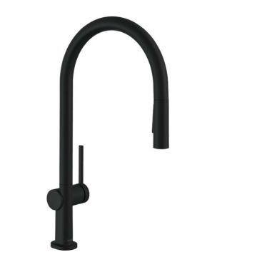 Baterie bucatarie cu dus extractibil negru mat Hansgrohe Talis M54 210 cu 2 jeturi