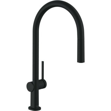 Baterie bucatarie cu dus extractibil negru mat Hansgrohe Talis M54 210 sBox cu 1 jet