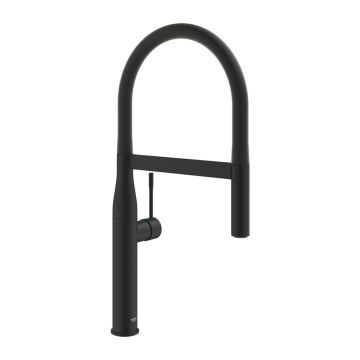 Baterie bucatarie cu pipa flexibila Grohe Essence negru mat Phantom Black