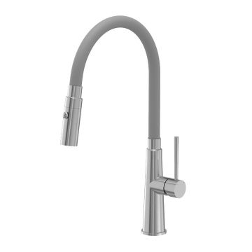 Baterie bucatarie cu pipa flexibila Quadron Pop Gina inox - gri