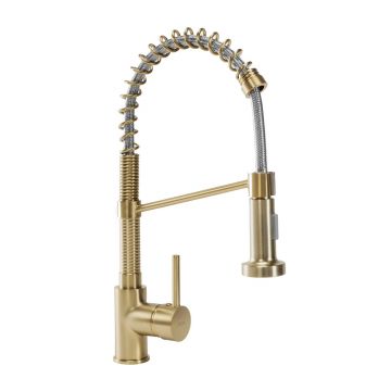 Baterie bucatarie cu pipa flexibila Rea Spring auriu periat
