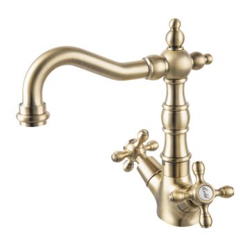 Baterie bucatarie FDesign Lacrima dubla comanda bronz periat