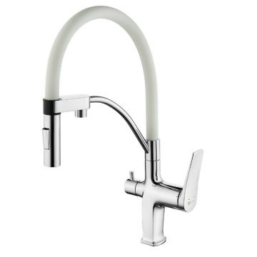 Baterie de bucatarie monocomanda alb/crom Lemark Comfort LM3074C-White-EU