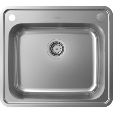 Chiuveta bucatarie Hansgrohe S41 inox 58x52 cm cu orificiu buton