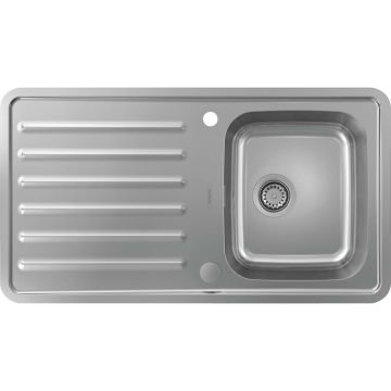 Chiuveta bucatarie Hansgrohe S41 inox 91.5x50.5 cm cu orificiu buton