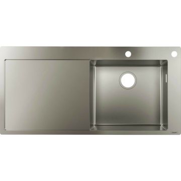 Chiuveta bucatarie Hansgrohe S71 inox 104.5x51 cm picurator dreapta cu orificiu buton control