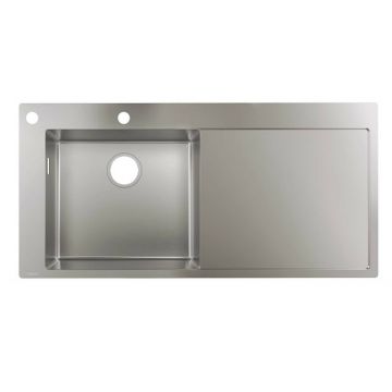 Chiuveta bucatarie Hansgrohe S71 inox 104.5x51 cm picurator stanga cu orificiu buton control