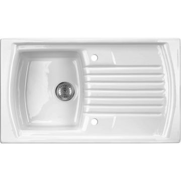 Chiuveta ceramica Deante Lusitano 1 cuva cu picurator 50x86 cm alb
