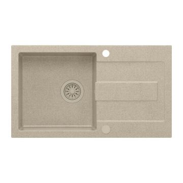 Chiuveta compozit incastrata Quadron Pop Christian 111 bej nisip 78x45 cm