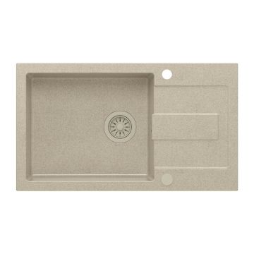 Chiuveta compozit incastrata Quadron Pop Christian 136 XL bej nisip 78x45 cm