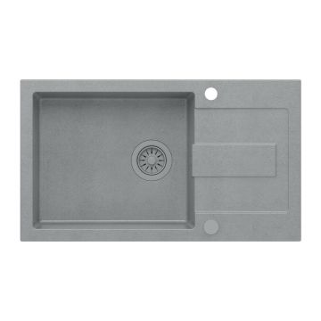 Chiuveta compozit incastrata Quadron Pop Christian 136 XL gri piatra 78x45 cm