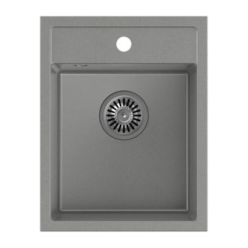 Chiuveta compozit incastrata Quadron Pop Johnny 90 gri 39x50 cm