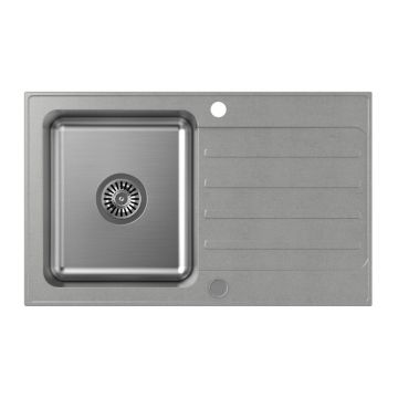 Chiuveta compozit incastrata Quadron Pop Kenneth 111 finisaj inox - gri 78x48 cm