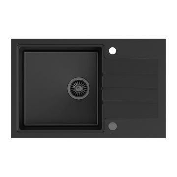 Chiuveta compozit incastrata Quadron Pop Peter 111 negru carbon 78x50 cm