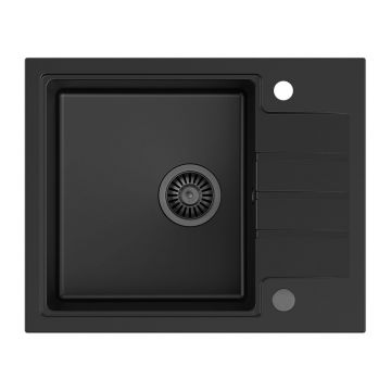 Chiuveta compozit incastrata Quadron Pop Peter 116 negru carbon 62x50 cm