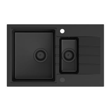 Chiuveta compozit incastrata Quadron Pop Peter 156 negru carbon 78x50 cm