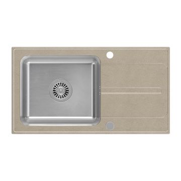 Chiuveta compozit incastrata Quadron Pop Ralph 111 finisaj inox - bej 78x43 cm