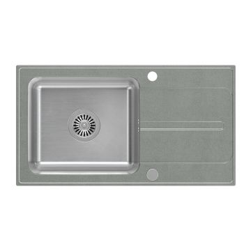 Chiuveta compozit incastrata Quadron Pop Ralph 111 finisaj inox - gri 78x43 cm