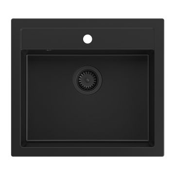 Chiuveta compozit incastrata Quadron Unique Bill 110 negru carbon 60x54 cm