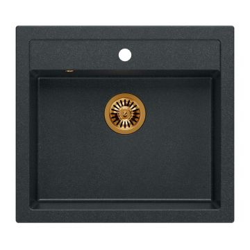 Chiuveta compozit incastrata Quadron Unique Bill 110 negru diamant - cupru 60x54 cm