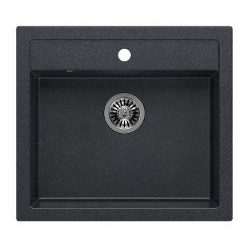 Chiuveta compozit incastrata Quadron Unique Bill 110 negru diamant - inox 60x54 cm