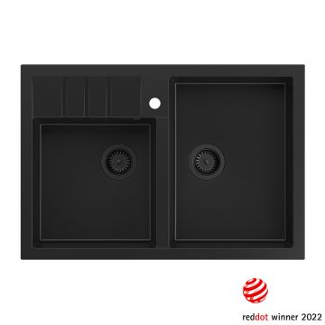 Chiuveta compozit incastrata Quadron Unique Bill 120 negru carbon 90x62 cm