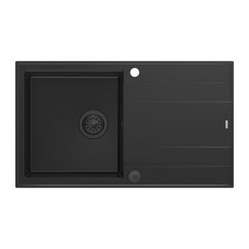 Chiuveta compozit incastrata Quadron Unique Evan 111 negru carbon 86x50 cm