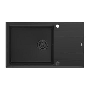Chiuveta compozit incastrata Quadron Unique Evan 136 XL negru carbon 86x50 cm