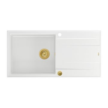 Chiuveta compozit incastrata Quadron Unique Evan 146 XL alb - auriu 100x50 cm
