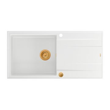 Chiuveta compozit incastrata Quadron Unique Evan 146 XL alb - cupru 100x50 cm