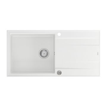 Chiuveta compozit incastrata Quadron Unique Evan 146 XL alb - inox 100x50 cm