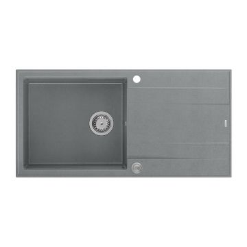 Chiuveta compozit incastrata Quadron Unique Evan 146 XL gri - inox 100x50 cm