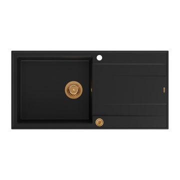 Chiuveta compozit incastrata Quadron Unique Evan 146 XL negru carbon - cupru 100x50 cm