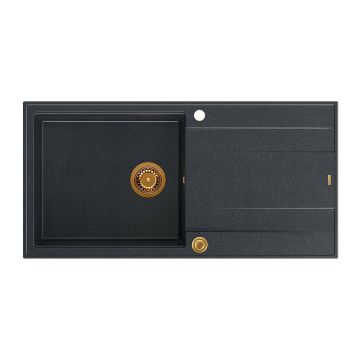 Chiuveta compozit incastrata Quadron Unique Evan 146 XL negru diamant - cupru 100x50 cm