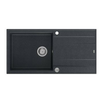 Chiuveta compozit incastrata Quadron Unique Evan 146 XL negru diamant - inox 100x50 cm