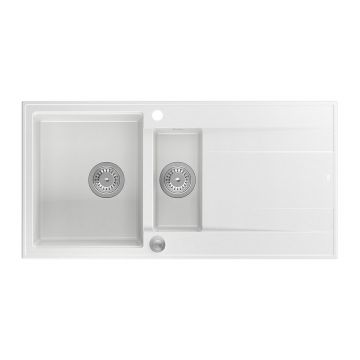 Chiuveta compozit incastrata Quadron Unique Evan 156 alb - inox 100x50 cm