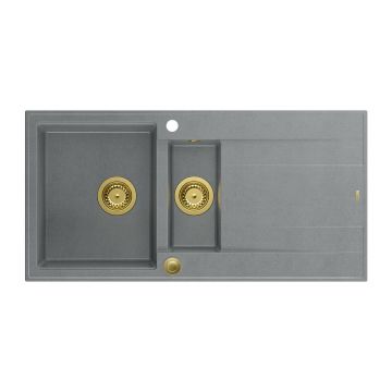 Chiuveta compozit incastrata Quadron Unique Evan 156 gri - auriu 100x50 cm