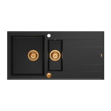 Chiuveta compozit incastrata Quadron Unique Evan 156 negru carbon - cupru 100x50 cm