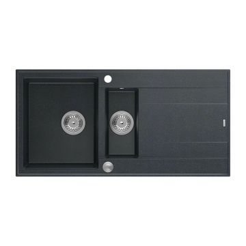 Chiuveta compozit incastrata Quadron Unique Evan 156 negru diamant - inox 100x50 cm