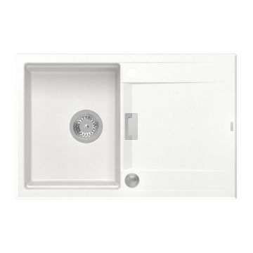 Chiuveta compozit incastrata Quadron Unique Oven alb - inox 76x50 cm