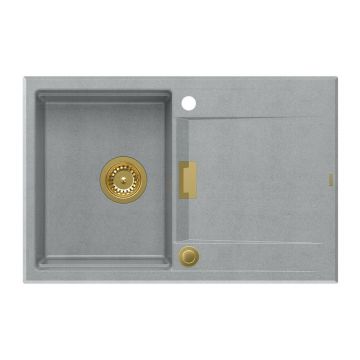 Chiuveta compozit incastrata Quadron Unique Oven gri - auriu 76x50 cm