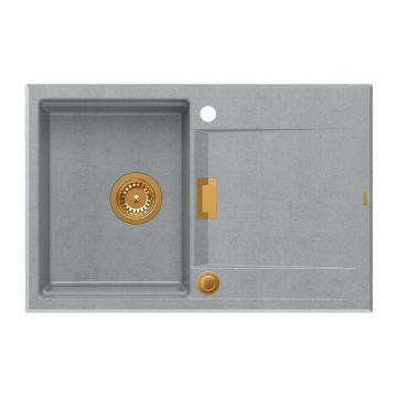 Chiuveta compozit incastrata Quadron Unique Oven gri - cupru 76x50 cm