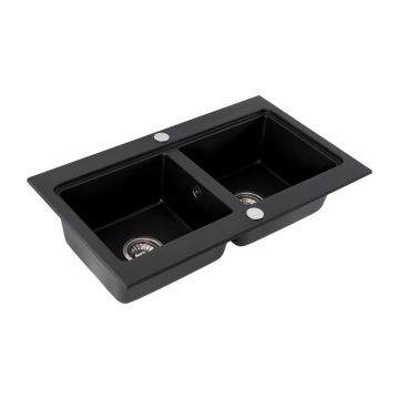 Chiuveta compozit Rea Caddy negru mat 80x47 cm