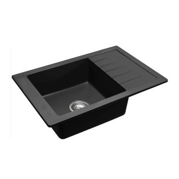 Chiuveta compozit Rea Sten negru mat 80x48 cm