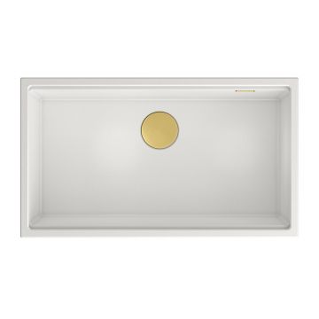 Chiuveta compozit sub blat Quadron Unique Clark 84x49 cm alb - auriu